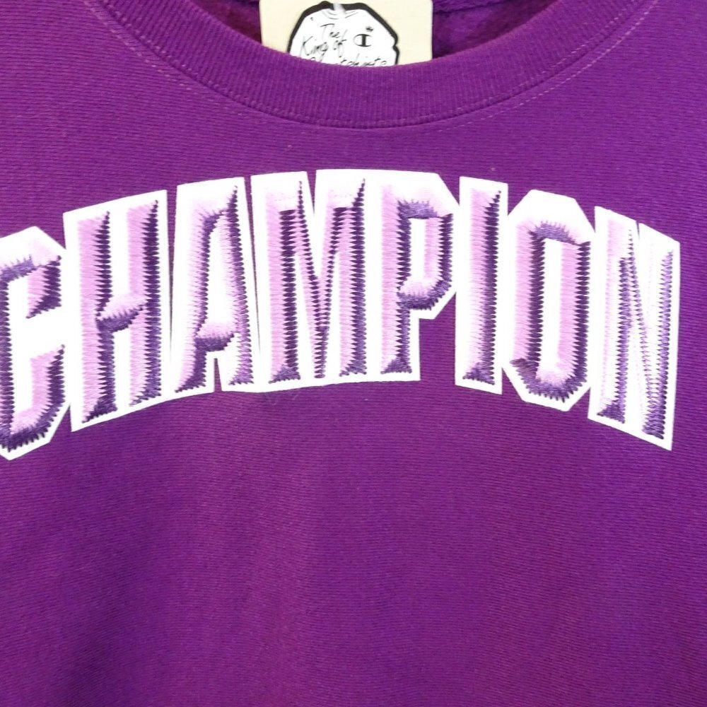 Champion Reverse Weave Crew Sweatshirt Size M NEW Spell Out Logo Pink Purple - Picture 3 of 7